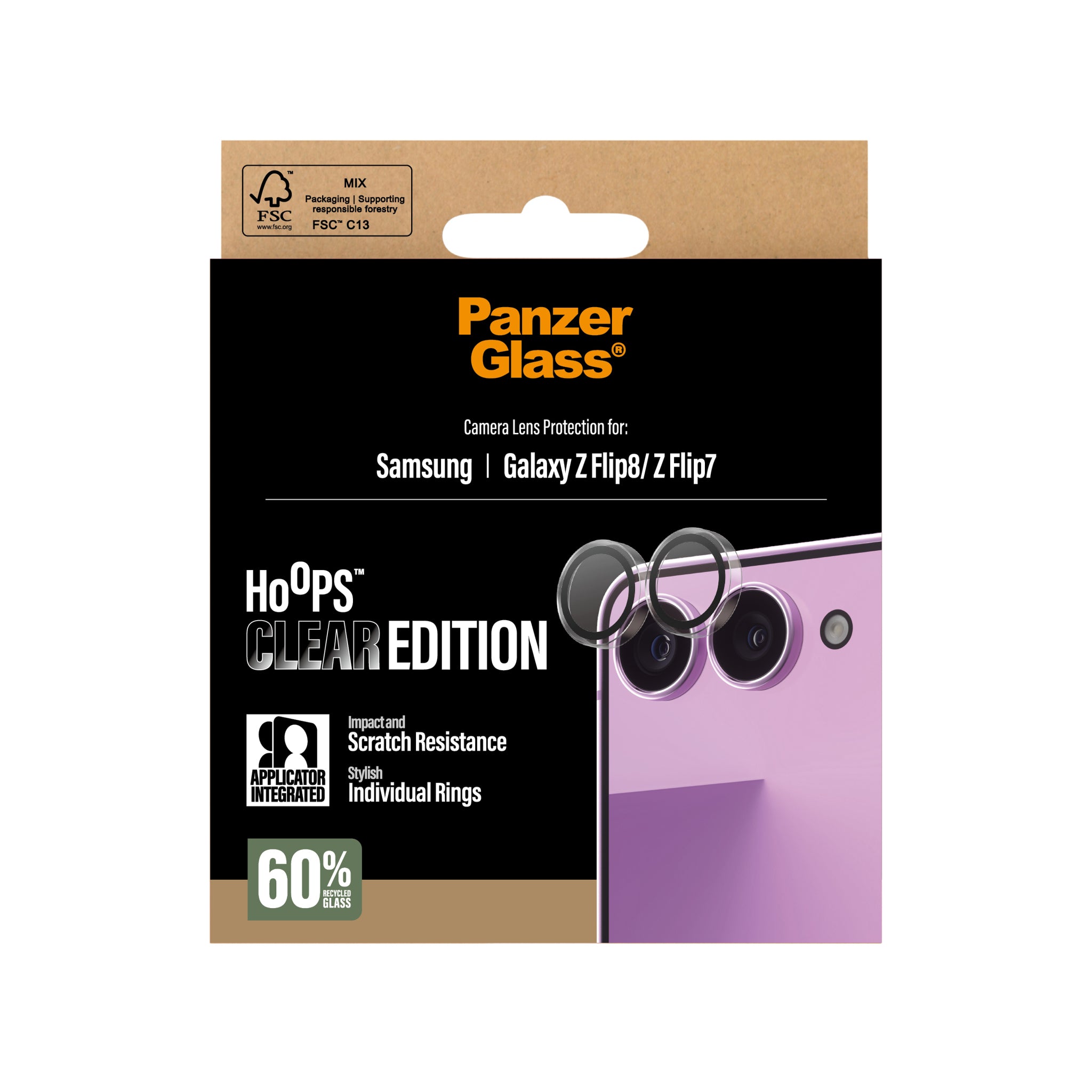 PanzerGlass® Hoops® Camera Lens Protector Transparent Samsung Galaxy New Z Flip7 | Flip 7